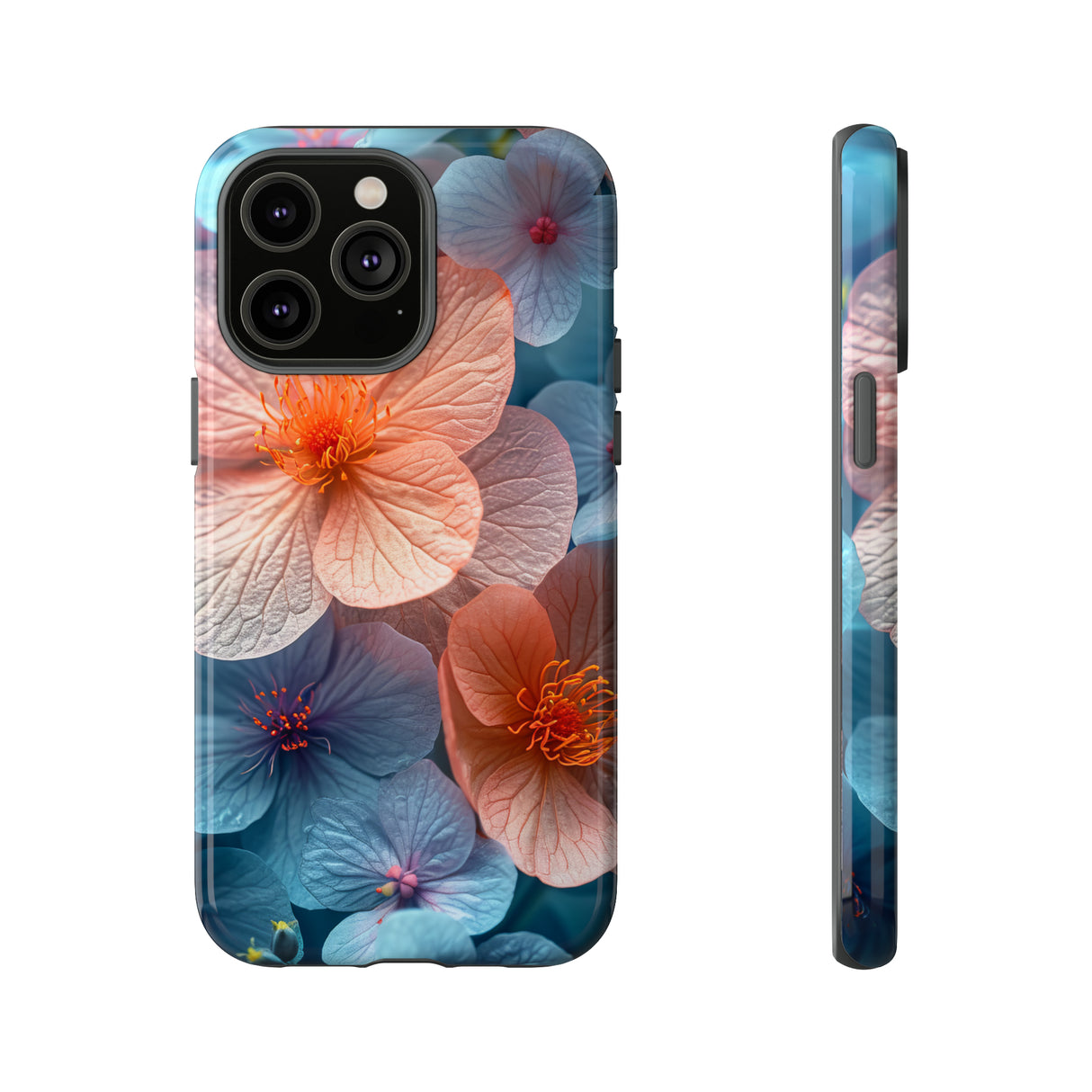 Hellblaue Floral Serenity - Schutzhülle fürs Handy