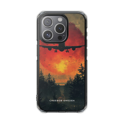 Vintage Sunset Airplane Silhouette iPhone 15 - Clear Impact Phone Case