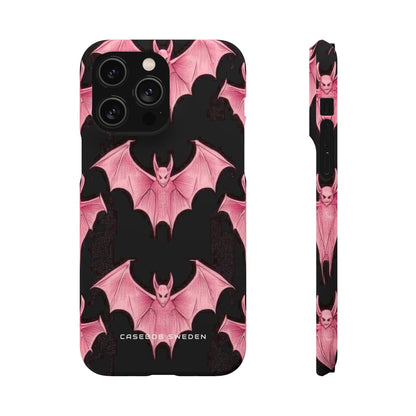 Gothic Pink Bats Aflame iPhone 14 - Slim Phone Case