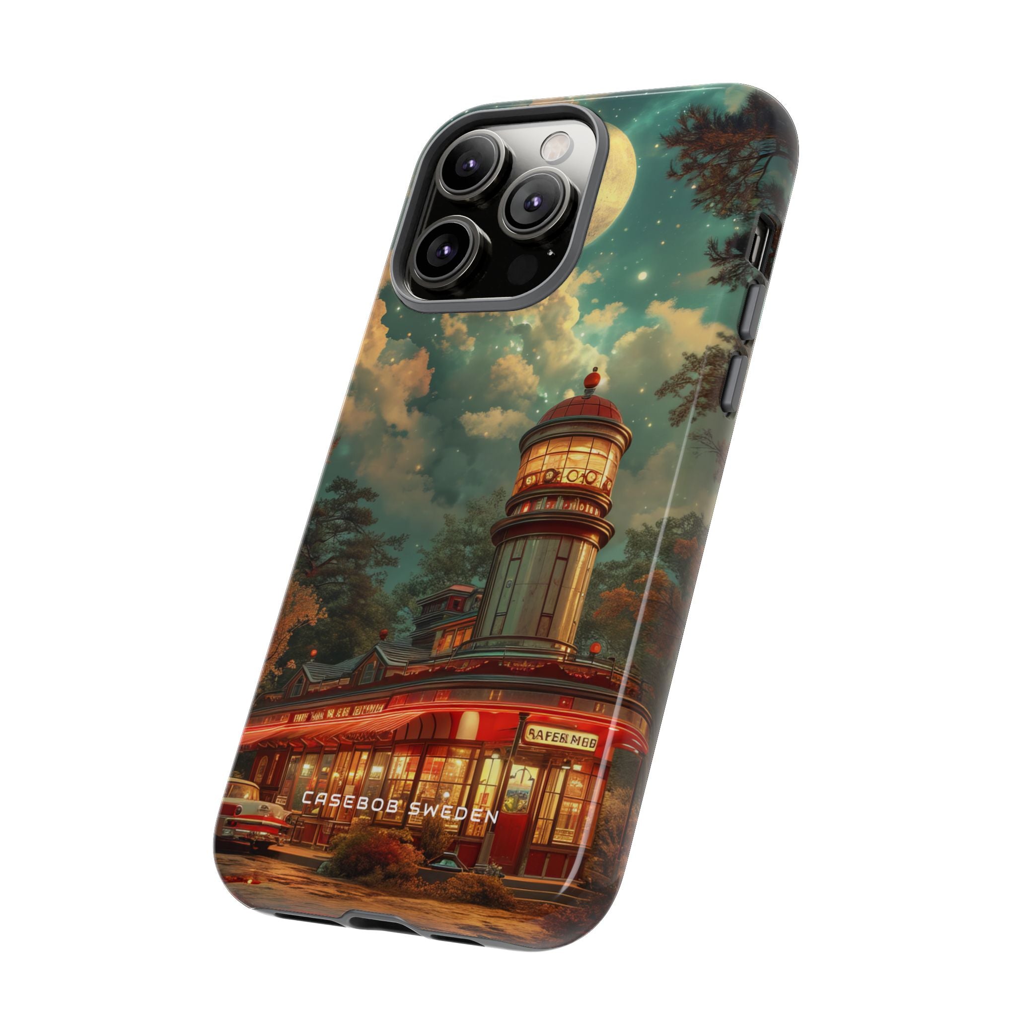 Vintage Moonlit Diner Fantasy iPhone 14 - Tough Phone Case