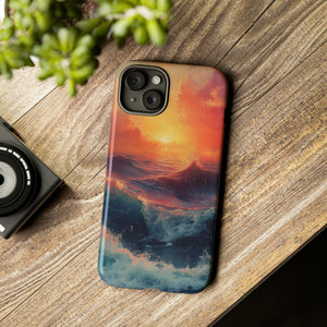 Pastel Waves at Sundown - Protective Phone Case