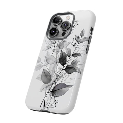 Veined Leaves Gray iPhone 14 Pro Case - Tough