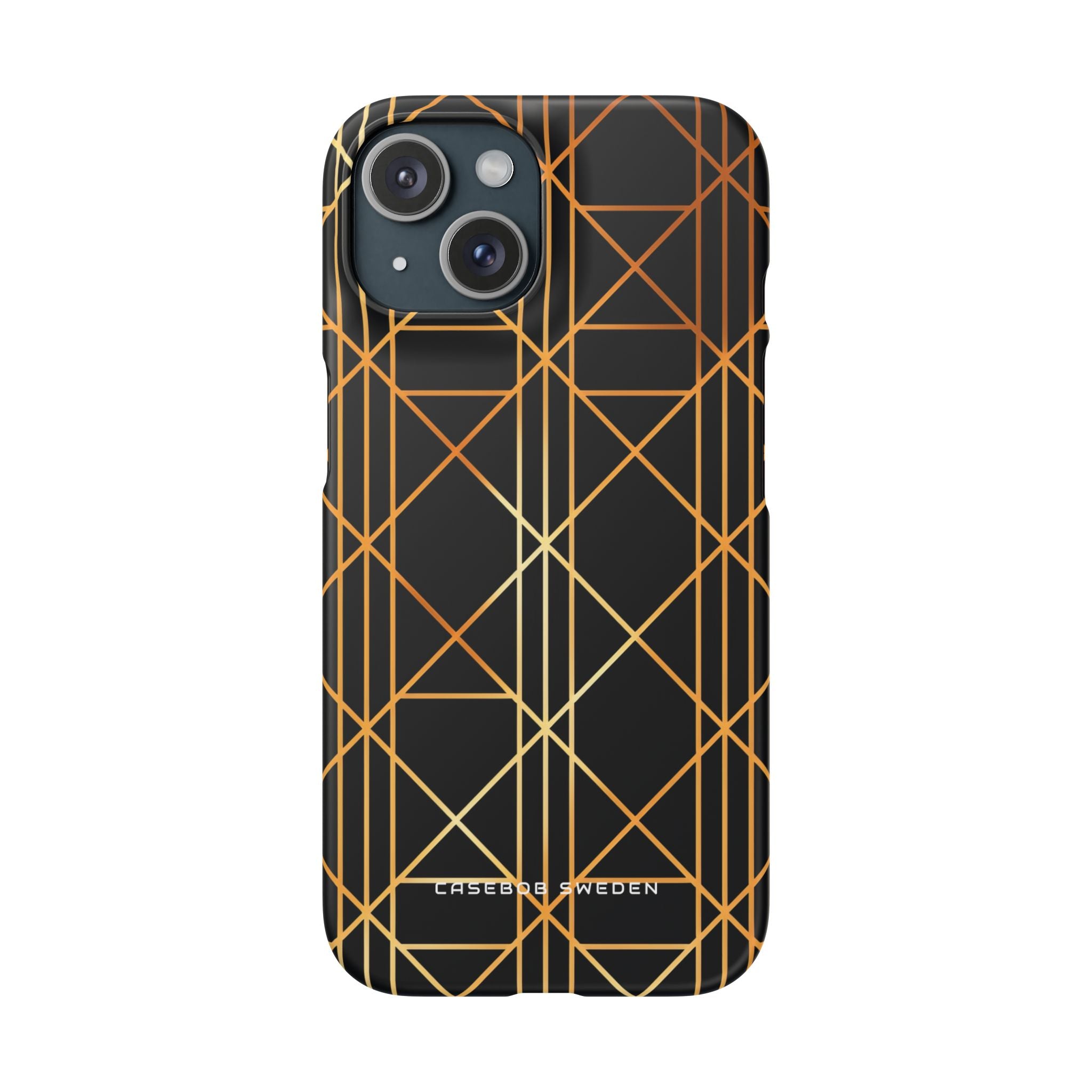 Golden Geometric Elegance iPhone 15 - Slim Phone Case