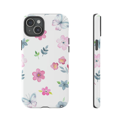 Vintage flowers and butterflies iPhone case - Protective Phone Case