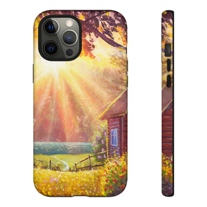 Flower Bushes Wooden House - Protective Phone Case