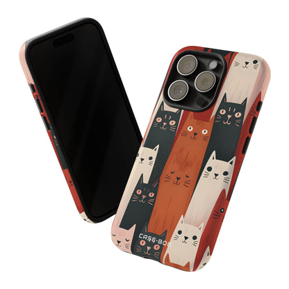 Elongated Cats Black iPhone 15 Pro Case - Tough