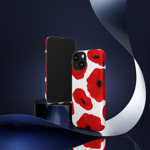 Red poppies on white iPhone case (Protective) - Protective Phone Case