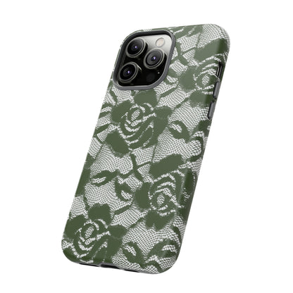 Green Lace Gothic Flower - Protective Phone Case