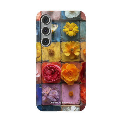 Vibrant Floral Tiles - Slim Samsung S24 Phone Case