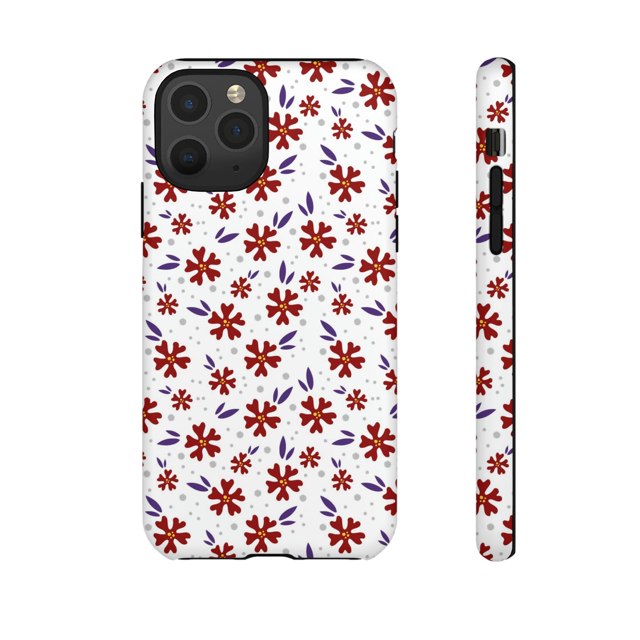 Red Flower Pattern - Protective Phone Case