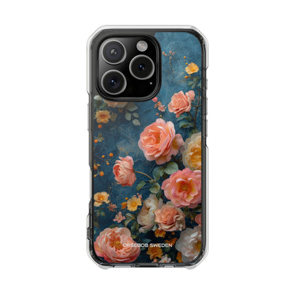 Blue Floral Elegance - Clear Impact iPhone 16 Phone Case