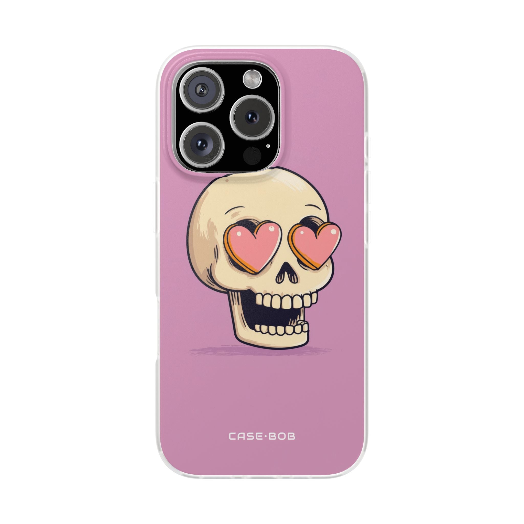Heart Eyed Skull iPhone 16 Pro Case - Soft