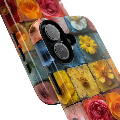 Vibrant Floral Tiles - Tough iPhone 16 Phone Case