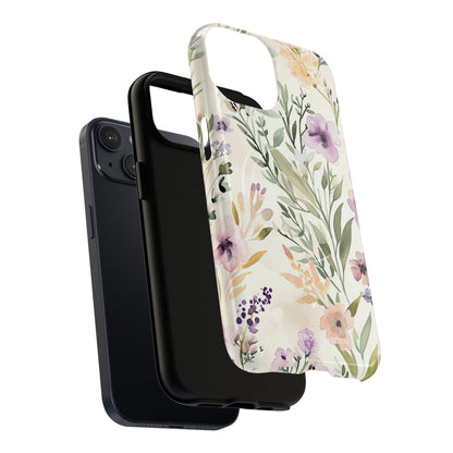 Soft Green Lavender Floral Pattern - Tough + MagSafe® iPhone 14 Phone Case