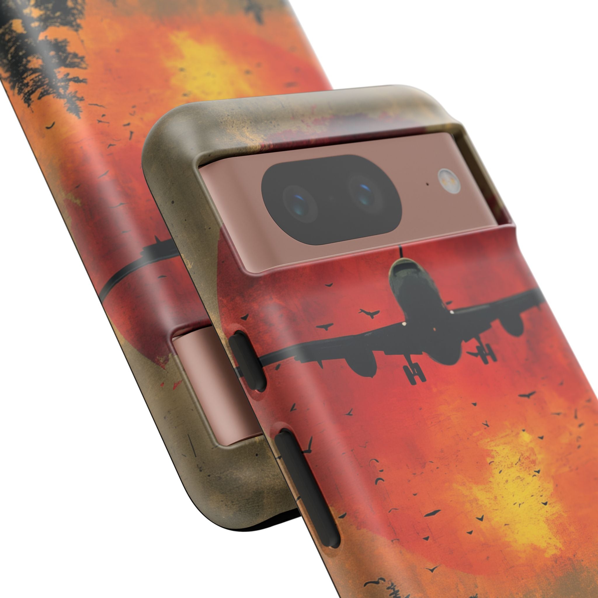 Vintage Sunset Airplane Silhouette Google Pixel 8 - Tough Phone Case