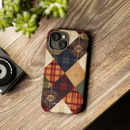 Rustic Geometric Patchwork Harmony iPhone 15 - Tough Phone Case