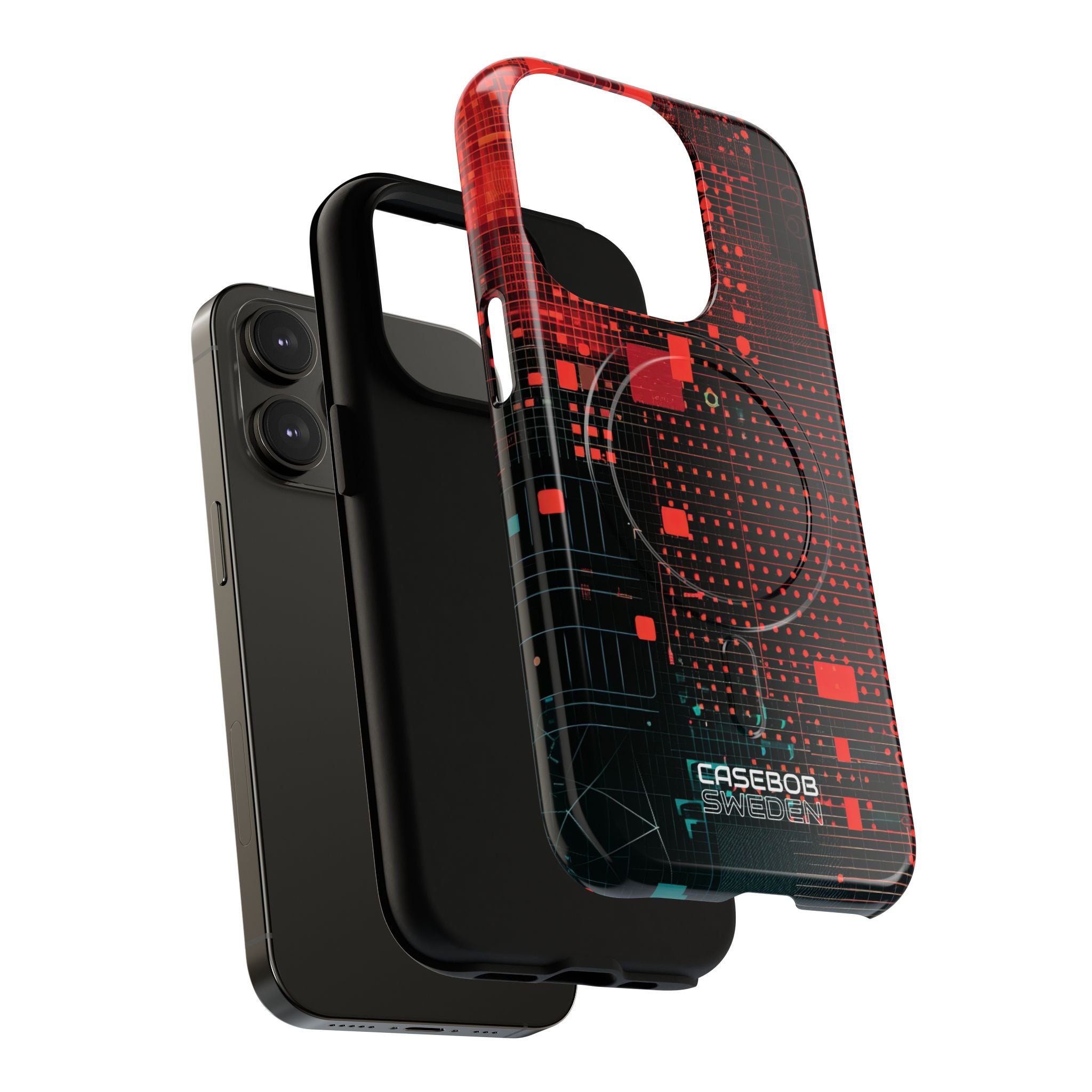 Crimson Circuit Grid iPhone 14 - Tough+