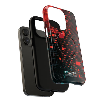 Crimson Circuit Grid iPhone 14 - Tough+