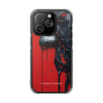 Textured Crimson Bloom iPhone 14 - Clear Impact Phone Case