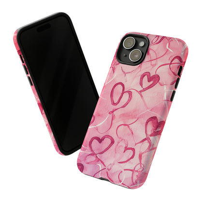 Intertwined Hearts & Cupid - Protective Phone Case