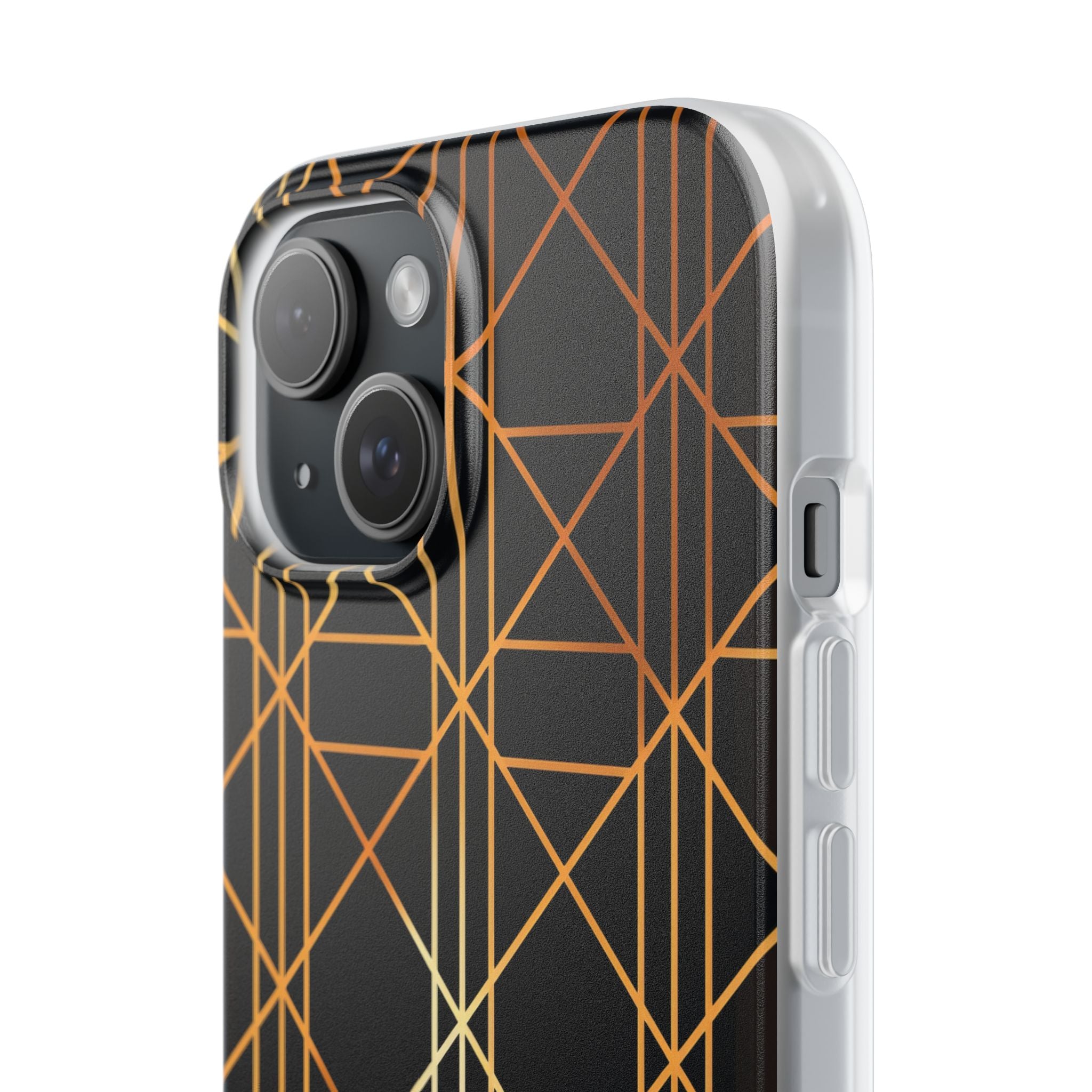 Golden Geometric Elegance iPhone 15 - Flexi Phone Case