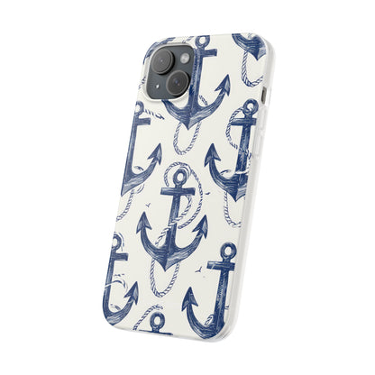 Navy Anchor Loop iPhone 15 Plus Case - Soft