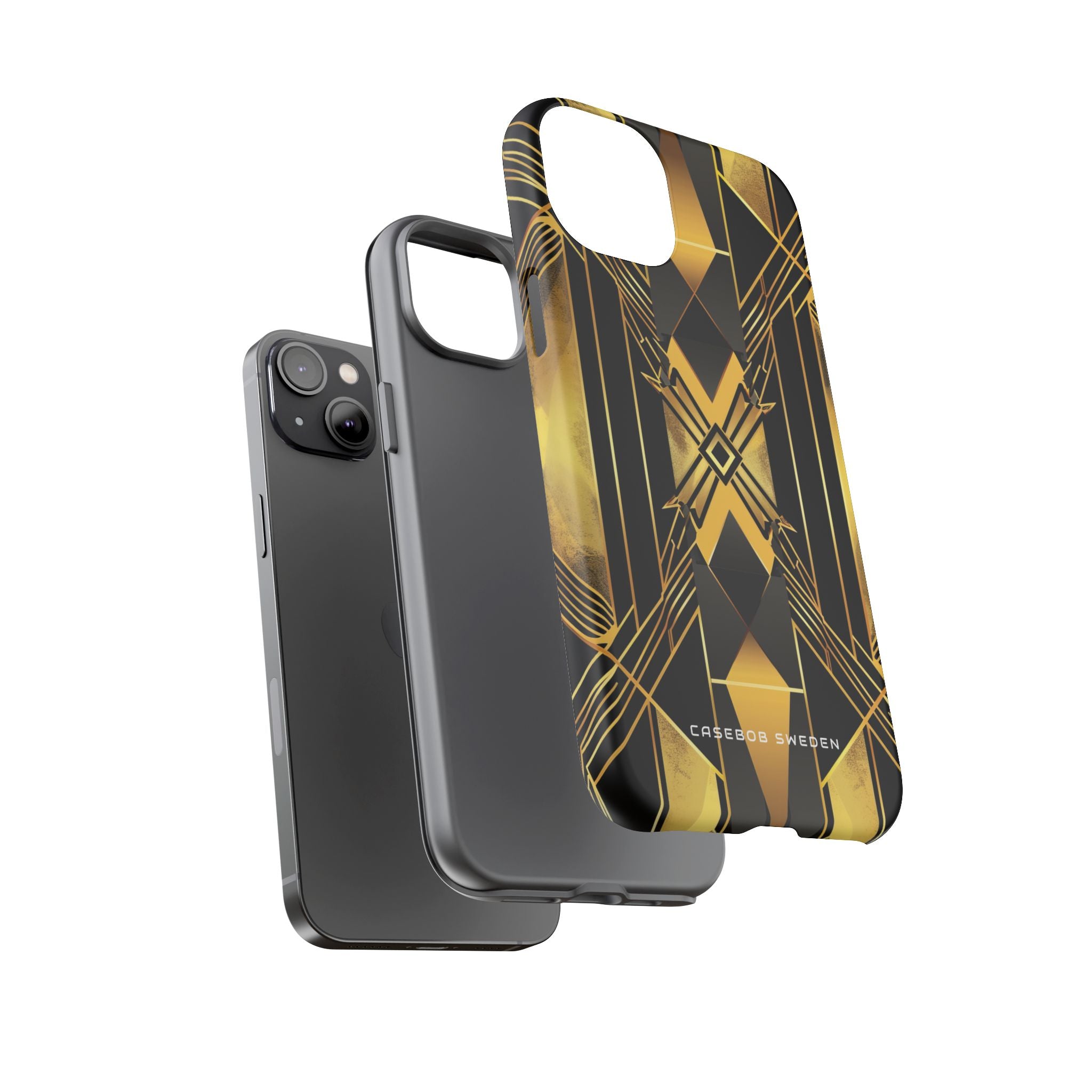 Golden Geometric Elegance iPhone 14 - Tough Phone Case