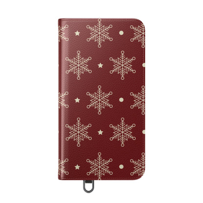 Cream Snowflakes Crimson - Samsung S24 Plus Case - Wallet