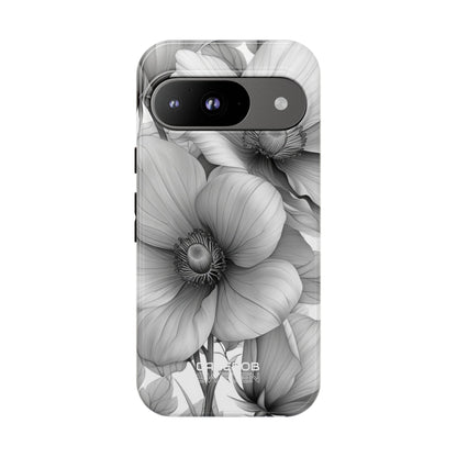 Grayscale Floral Harmony Google Pixel 9 - Tough