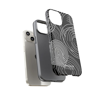 Monochrome Spiral Curves iPhone 14 - Tough