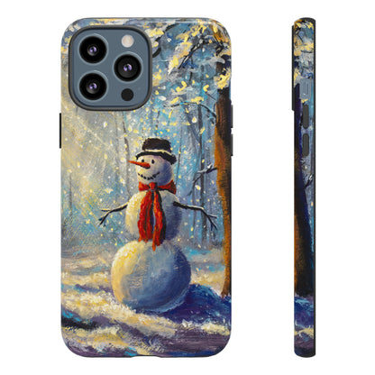 Oil painting - Happy Snowman - Protective Phone Case