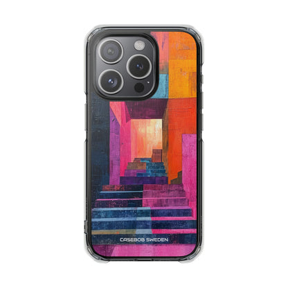 Pink Orange Geometry - Clear Impact iPhone 15 Phone Case