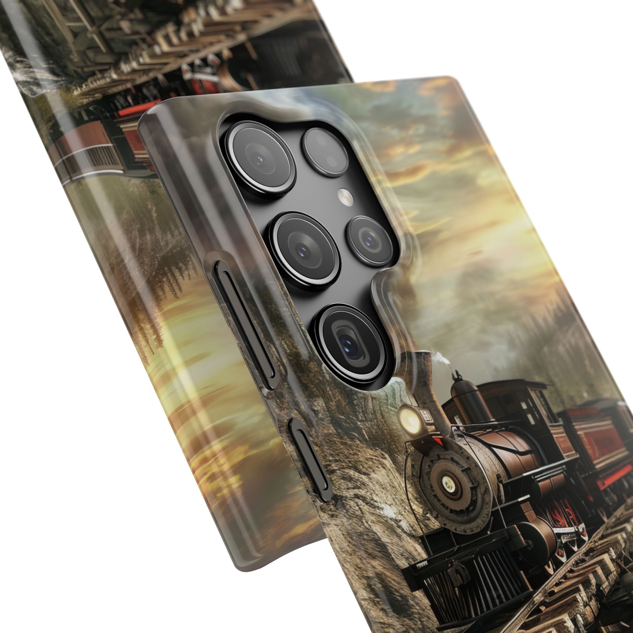 Vintage Steam Train Crossing Mountain Bridge Samsung S23 - Slim Phone Case