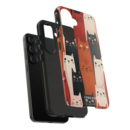 Elongated Cats Black Samsung S25 Case - Tough