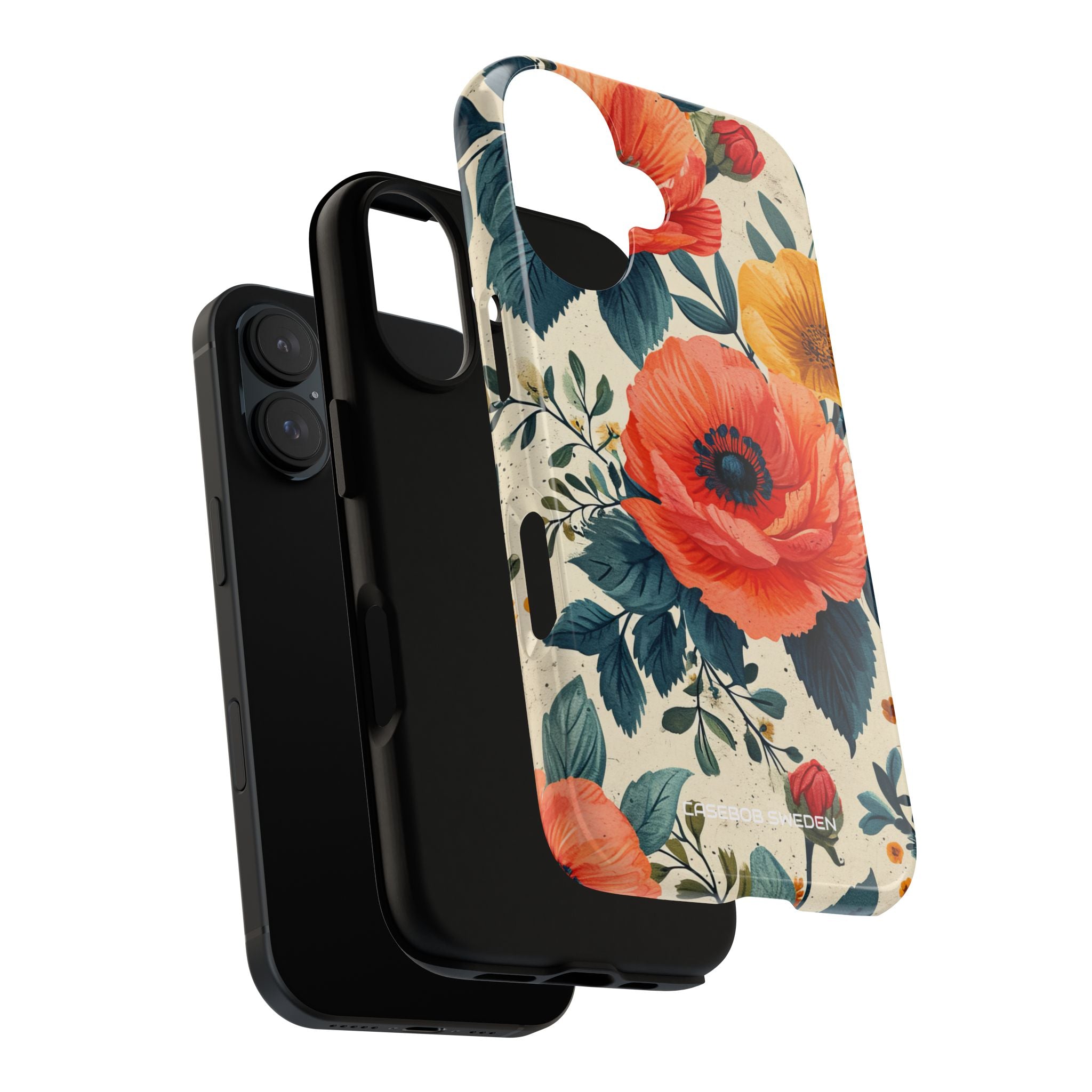 Vibrant Botanical Poppies - Tough iPhone 16 Phone Case