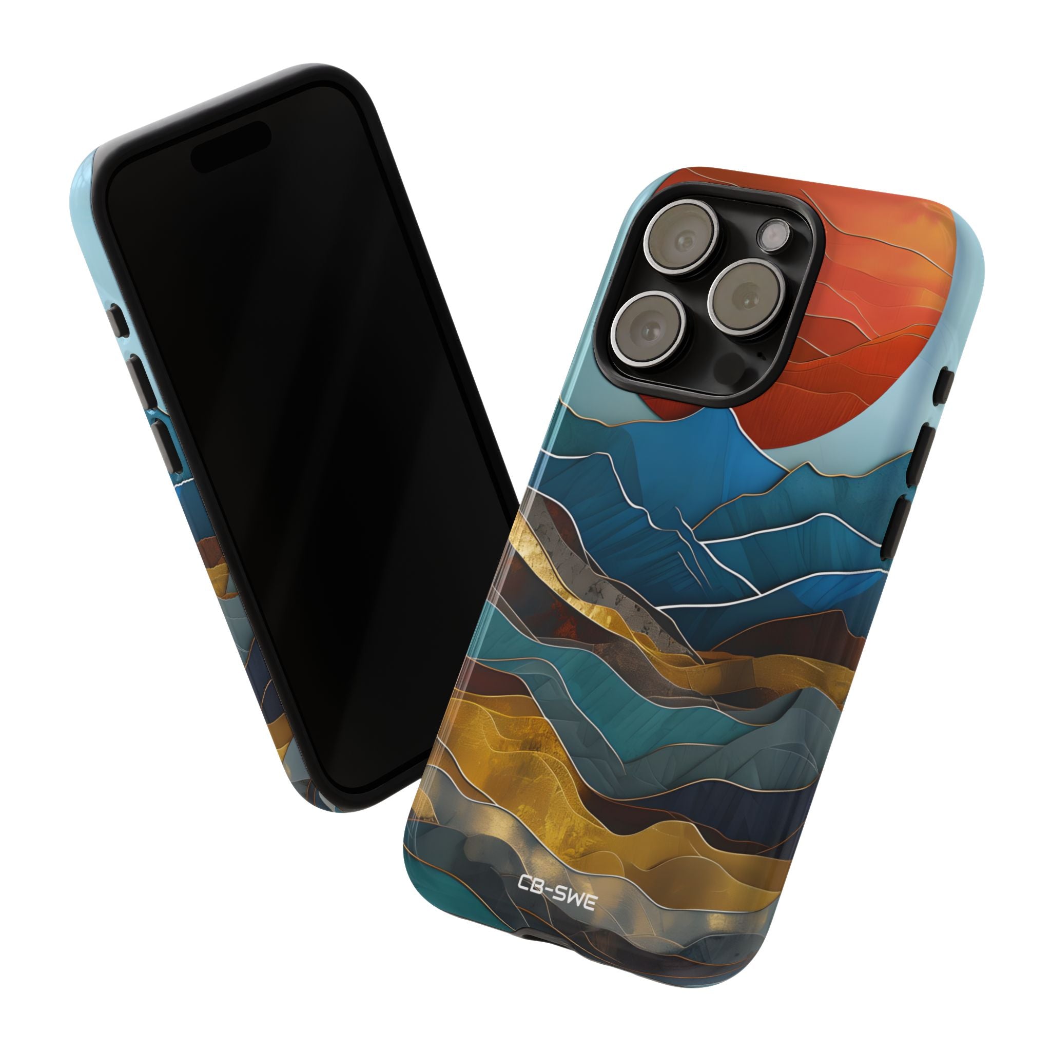 Sunset Geometry Waves - iPhone Case