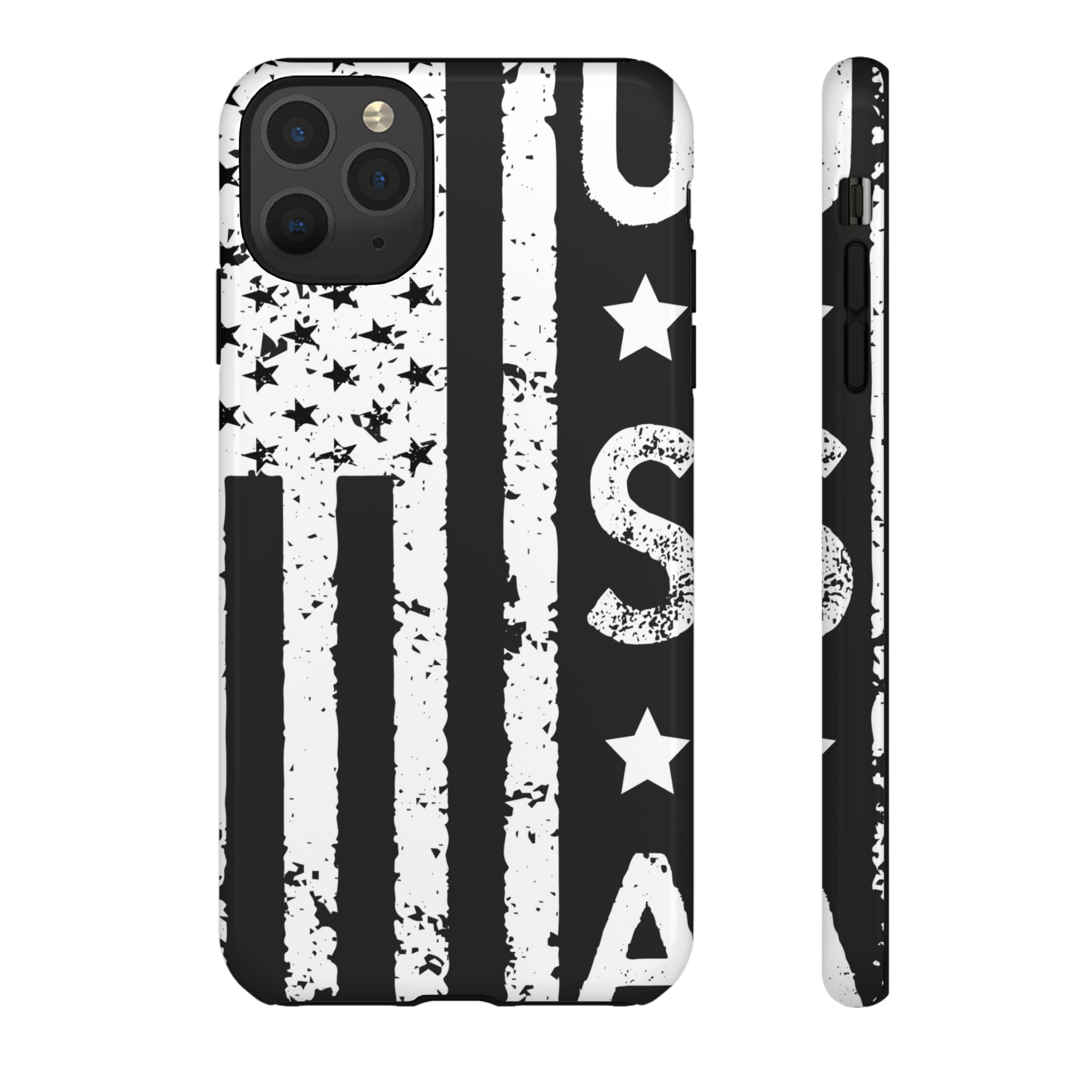 Black n White U.S Flag - Protective Phone Case