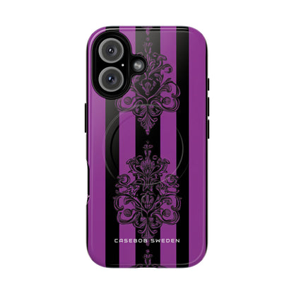 Gothic Elegance with Vertical Stripes and Ornamental Motifs iPhone 16 | Tough+ Phone Case