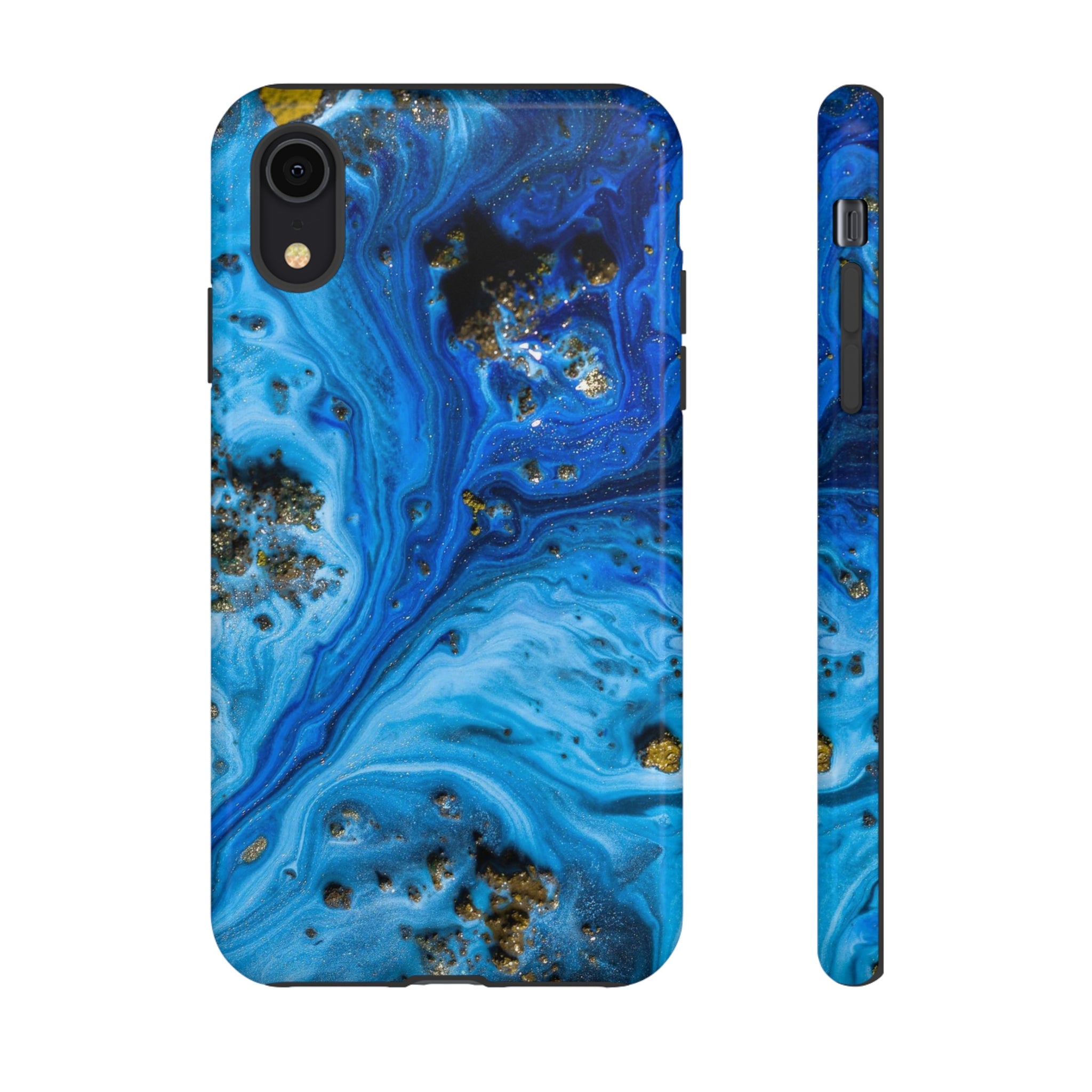 Blue Ice Melt Ink Art iPhone Case (Protective) iPhone XR Glossy Phone Case