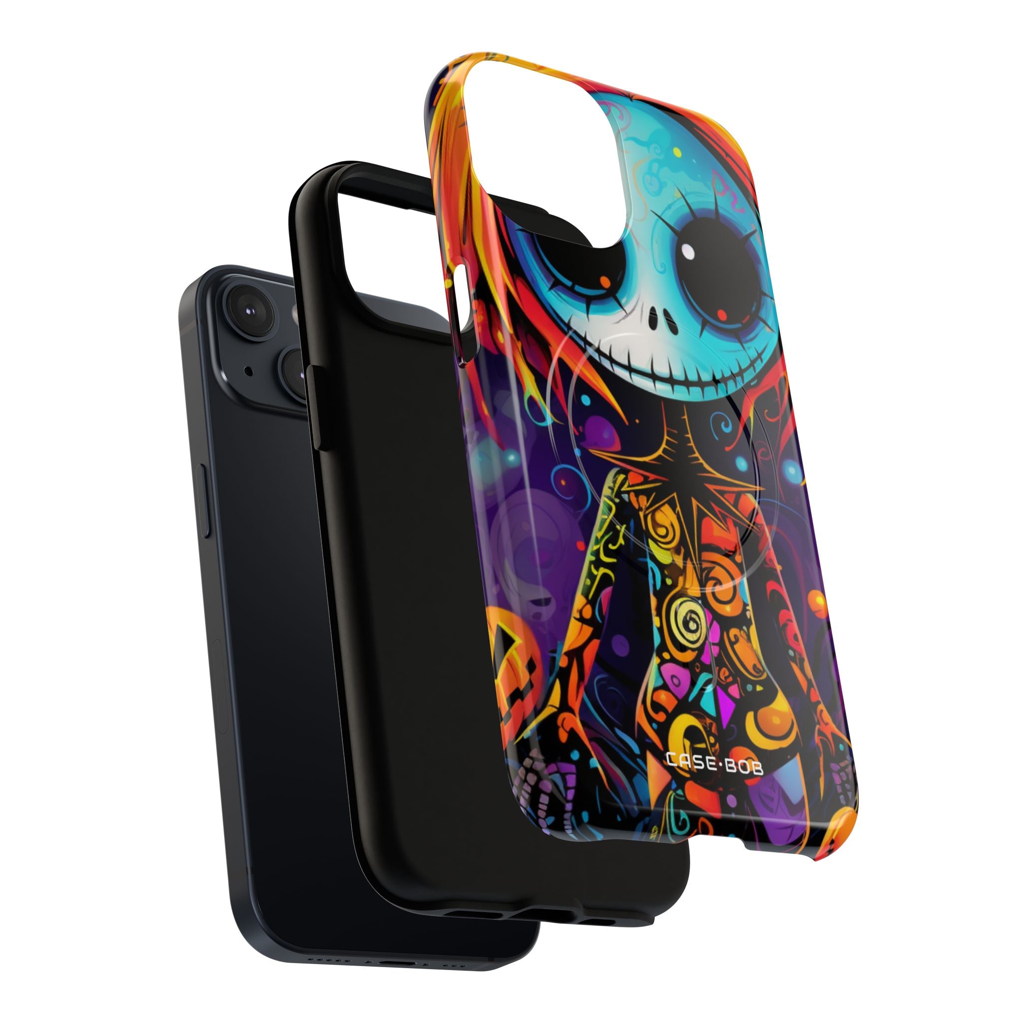 Blue Skull Swirl iPhone 14 Case - Tough+