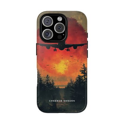 Vintage Sunset Airplane Silhouette iPhone 16 - Tough Phone Case