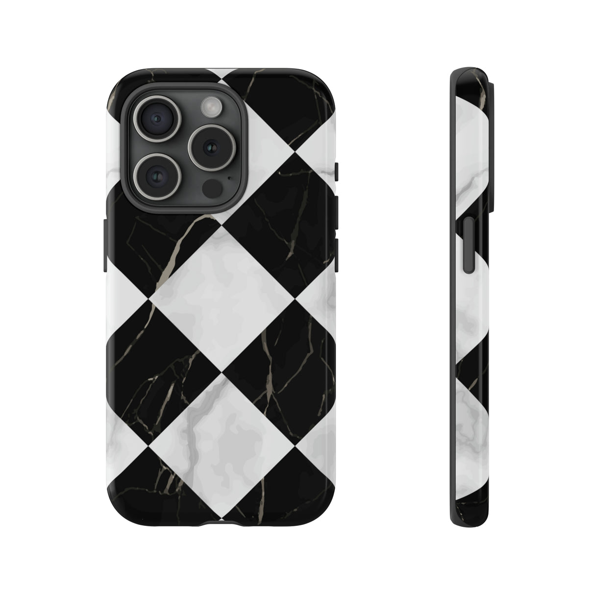 Check Marble - Protective Phone Case