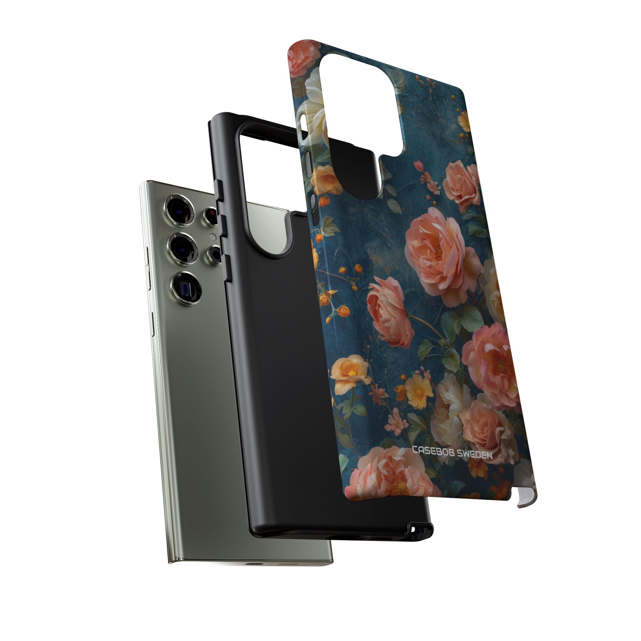 Blue Floral Elegance - Tough Samsung S23 Phone Case