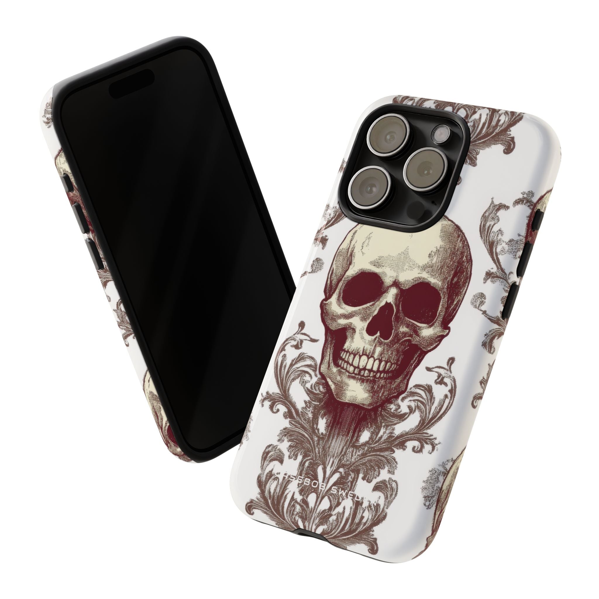 Gothic Skulls and Ornate Foliage iPhone 15 - Tough Phone Case