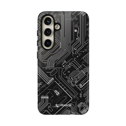 Circuitry Dreams: Abstract Black Design - For Samsung S24