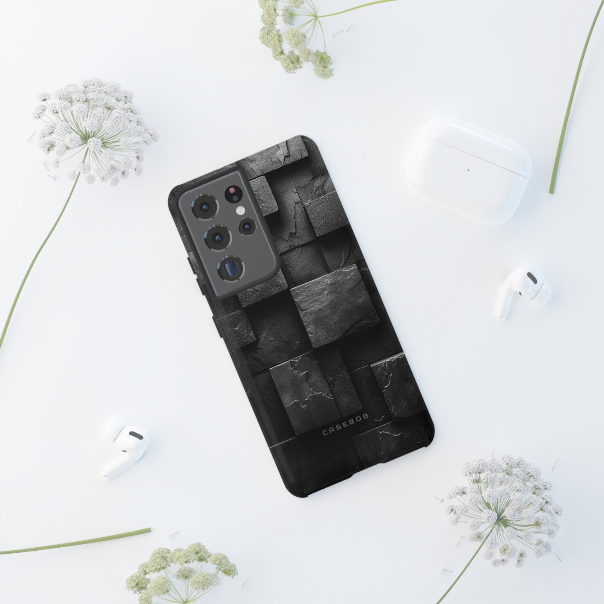 Black Geometric Elegance - Protective Phone Case