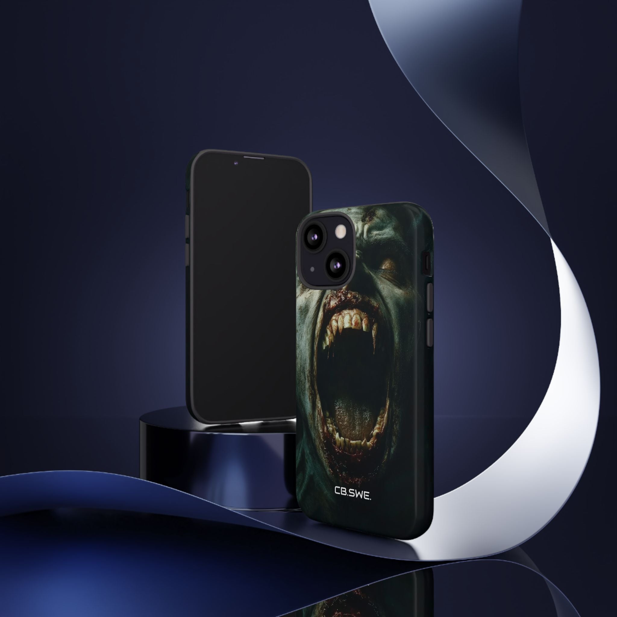A zombie with sharp teeth mouth open showing vamp iPhone 13 - Tough