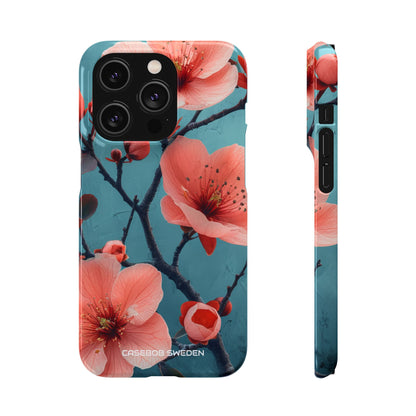 Teal Coral Blossom - Slim iPhone 14 Phone Case