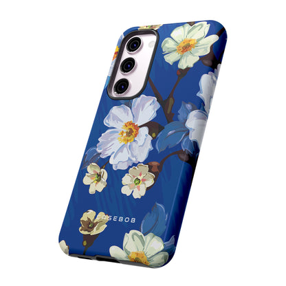 Elegant Flower on Blue iPhone Case | Tough