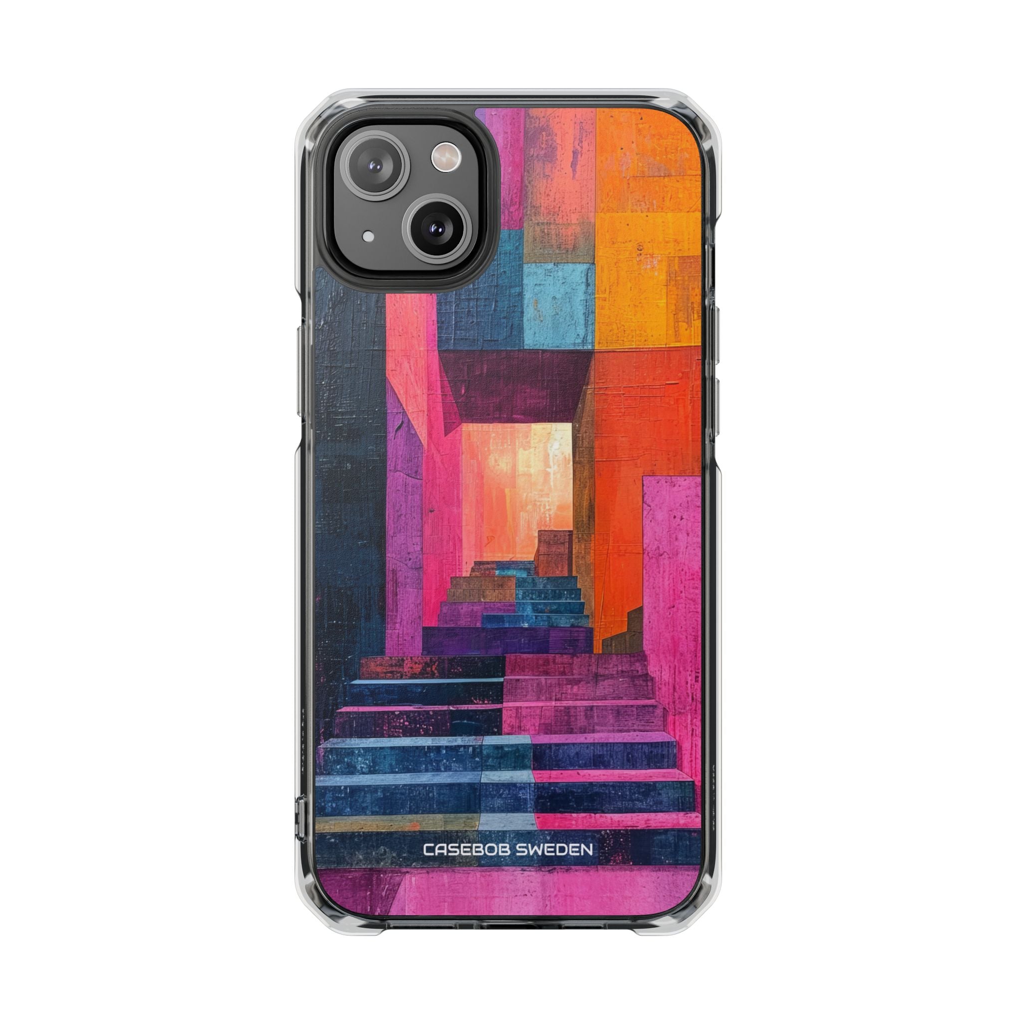 Pink Orange Geometry - Clear Impact iPhone 14 Phone Case